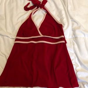 cute Y2K 2000s red and white halter tie top